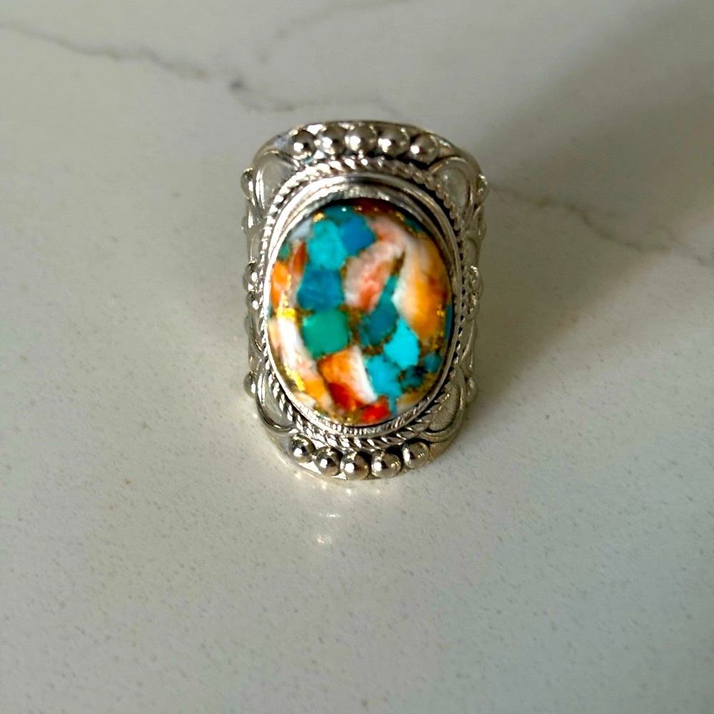 Statement Spiny Oyster Turquoise Ring